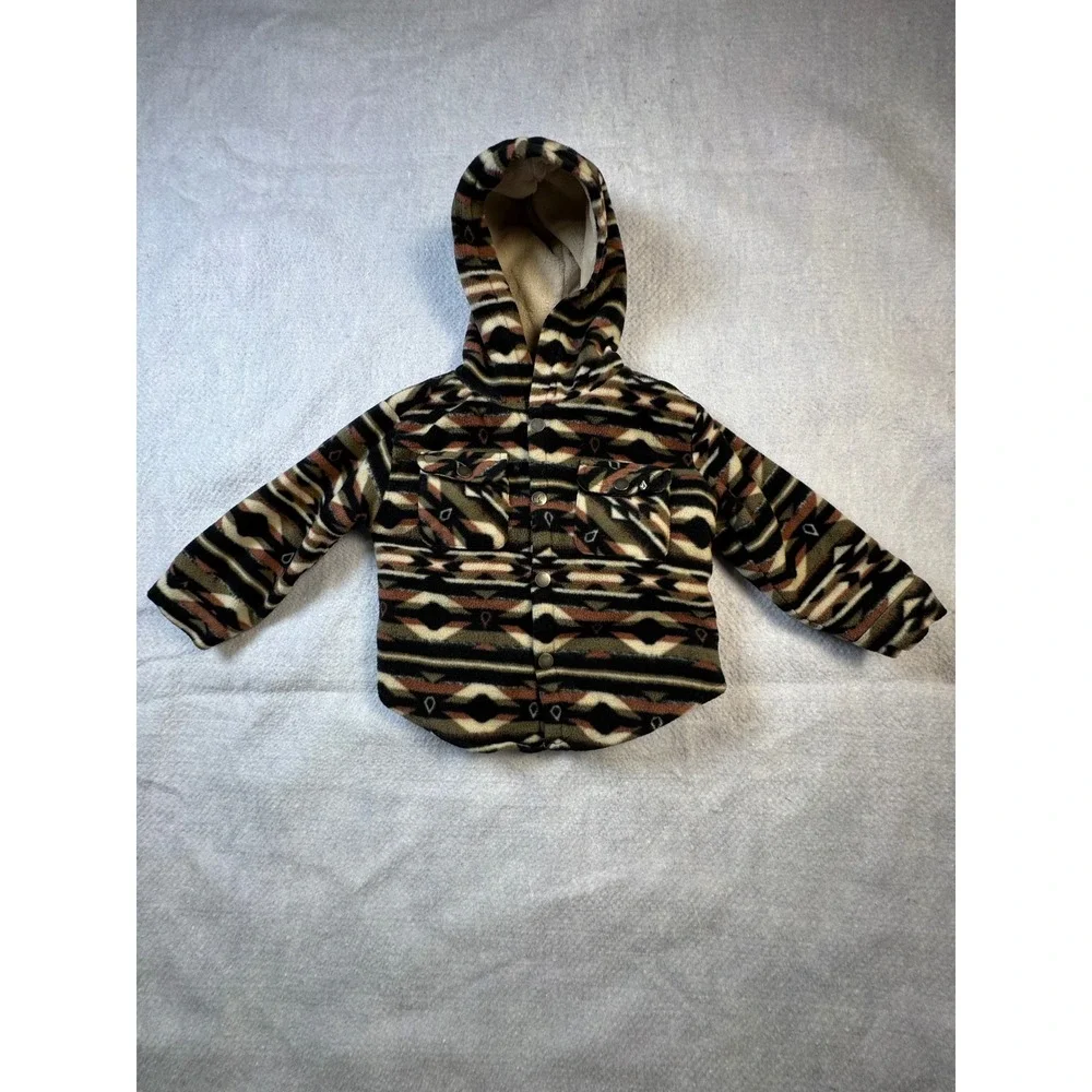 Volcom Kids 3T Fleece Hooded Jacket Southwestern Geometric Print Sherpa Hood